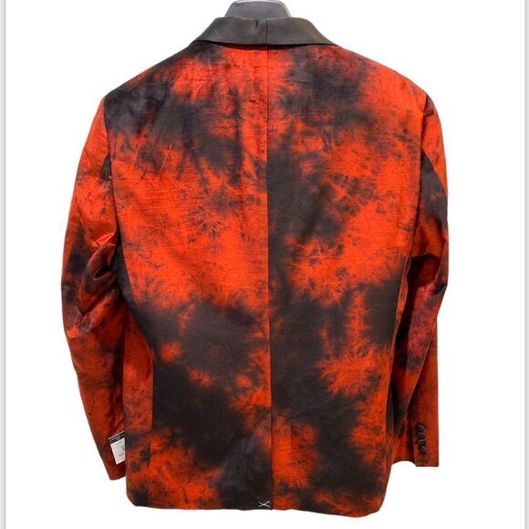 Vince Camuto Powis Satin Shawl Lapel Dinner Jacket In Burnt Red Brule Rouge 42S - Picture 8 of 10